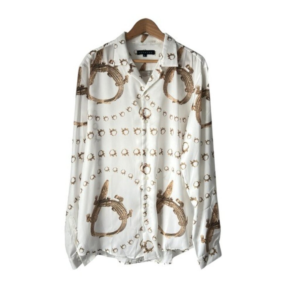Hermano White Gold Aligator Silk Shirt